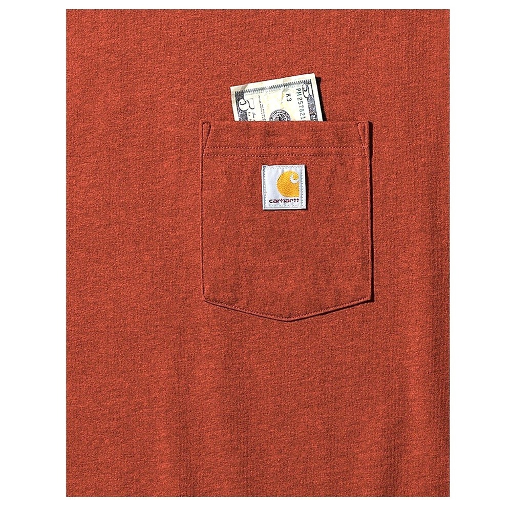 Carhartt Men T-Shirt Loose Short Sleeve Heavyweight Pocket Homestead Red Large - Picture 3 of 4